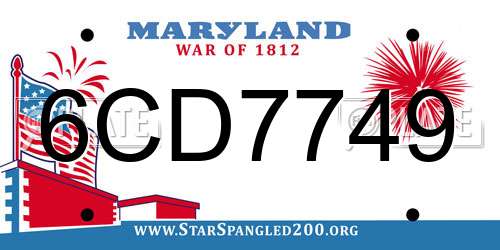 6CD7749 Maryland License Plate
