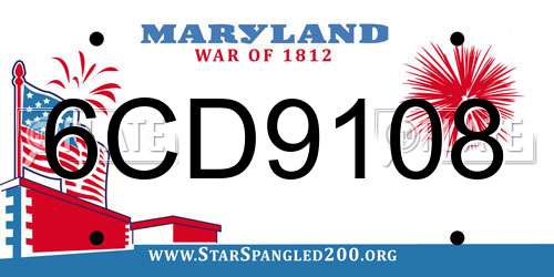 6CD9108 Maryland License Plate