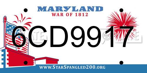 6CD9917 Maryland License Plate