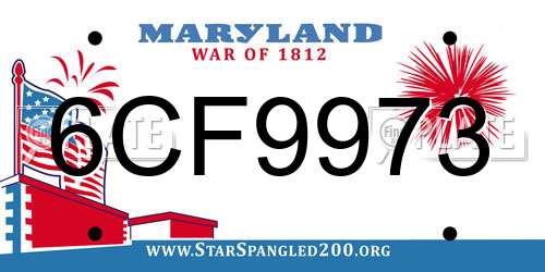 6CF9973 Maryland License Plate