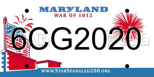 6CG2020 Maryland License Plate