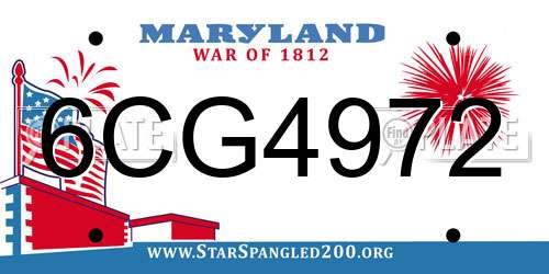 6CG4972 Maryland License Plate