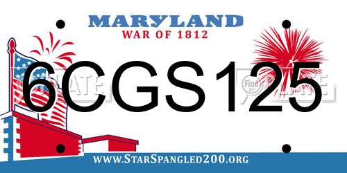 6CGS125 Maryland License Plate