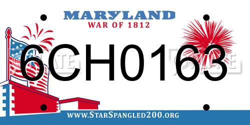 6CH0163 Maryland License Plate