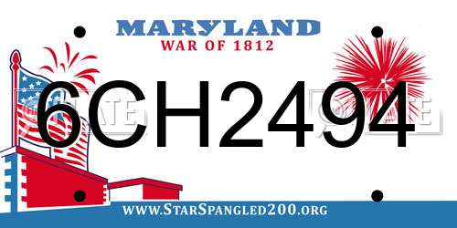 6CH2494 Maryland License Plate
