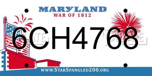 6CH4768 Maryland License Plate