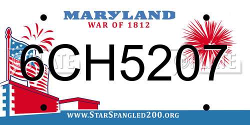6CH5207 Maryland License Plate