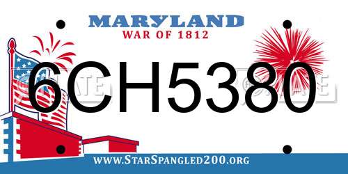6CH5380 Maryland License Plate