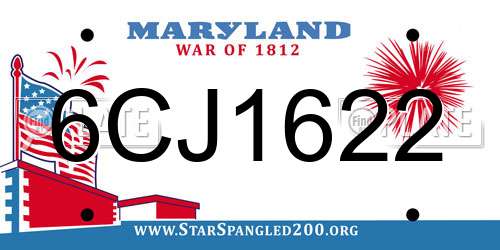 6CJ1622 Maryland License Plate