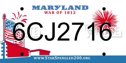 6CJ2716 Maryland License Plate