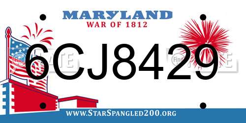 6CJ8429 Maryland License Plate