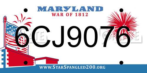 6CJ9076 Maryland License Plate
