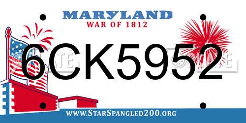 6CK5952 Maryland License Plate