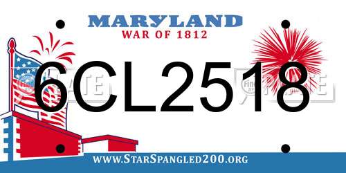 6CL2518 Maryland License Plate