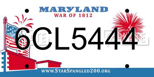 6CL5444 Maryland License Plate