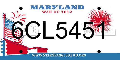 6CL5451 Maryland License Plate