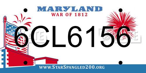 6CL6156 Maryland License Plate