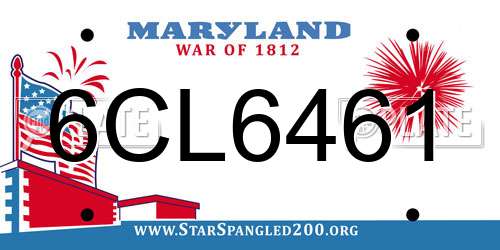 6CL6461 Maryland License Plate