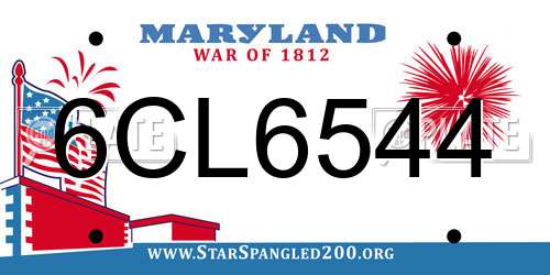 6CL6544 Maryland License Plate