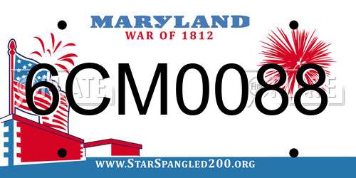 6CM0088 Maryland License Plate