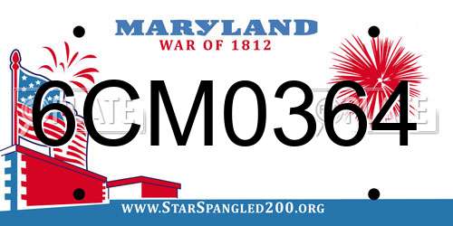 6CM0364 Maryland License Plate