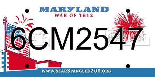 6CM2547 Maryland License Plate