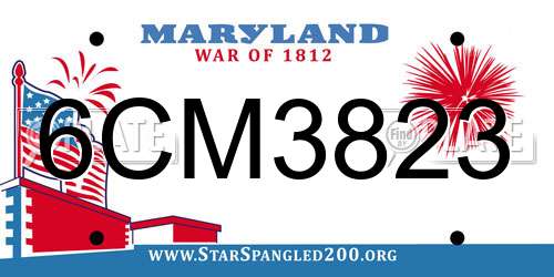 6CM3823 Maryland License Plate