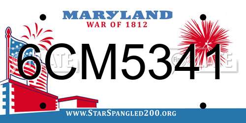 6CM5341 Maryland License Plate