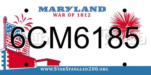 6CM6185 Maryland License Plate