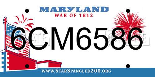 6CM6586 Maryland License Plate