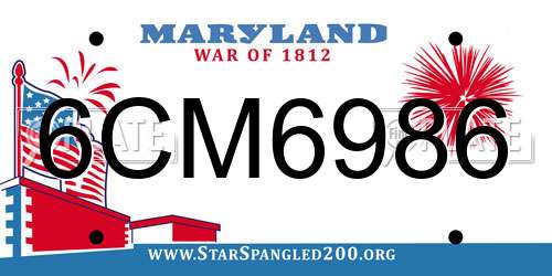 6CM6986 Maryland License Plate