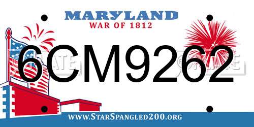 6CM9262 Maryland License Plate
