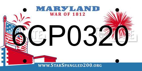 6CP0320 Maryland License Plate