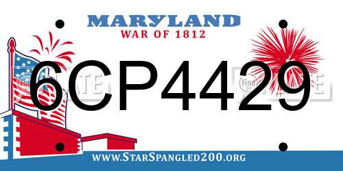 6CP4429 Maryland License Plate