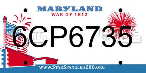 6CP6735 Maryland License Plate