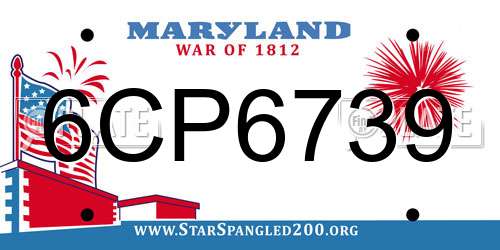 6CP6739 Maryland License Plate