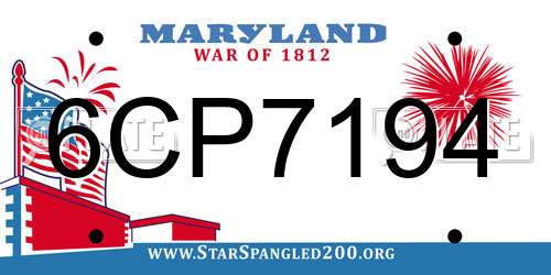 6CP7194 Maryland License Plate