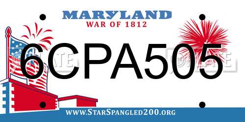 6CPA505 Maryland License Plate