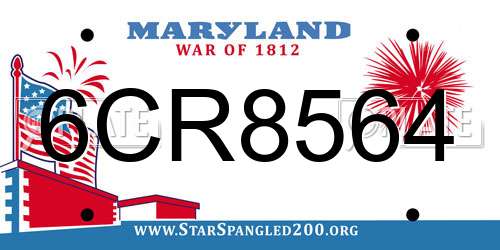 6CR8564 Maryland License Plate