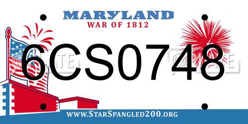 6CS0748 Maryland License Plate