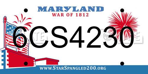 6CS4230 Maryland License Plate
