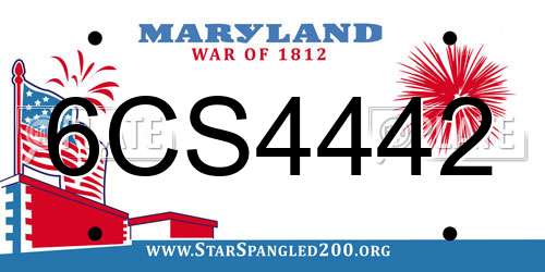 6CS4442 Maryland License Plate