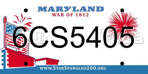 6CS5405 Maryland License Plate