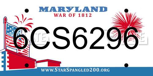 6CS6296 Maryland License Plate