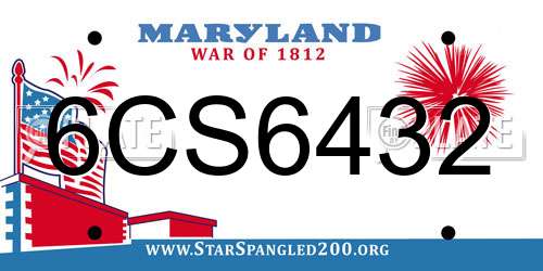 6CS6432 Maryland License Plate