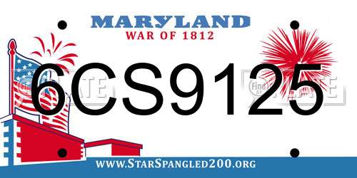 6CS9125 Maryland License Plate