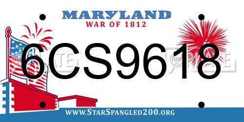 6CS9618 Maryland License Plate