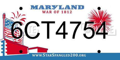 6CT4754 Maryland License Plate