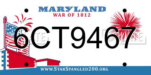 6CT9467 Maryland License Plate