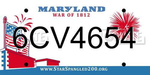 6CV4654 Maryland License Plate